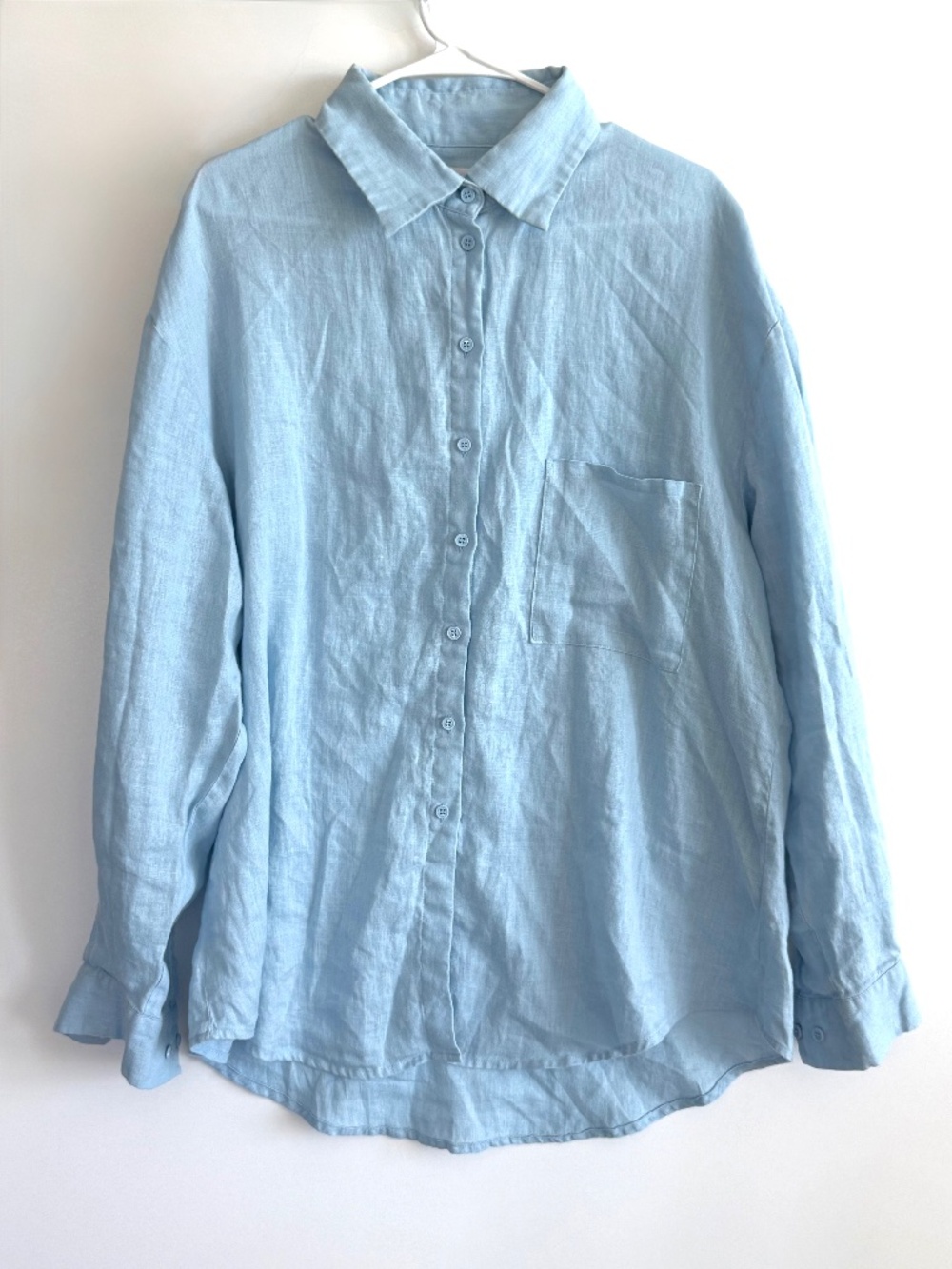 Aexae set. Linen shirt and pants. Baby blue color